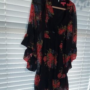 Betsey Johnson Black and Red Floral Dress
